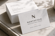 Standard size 3.5 x 2 inch business cards printed on 24pt thick recycled uncoated stock