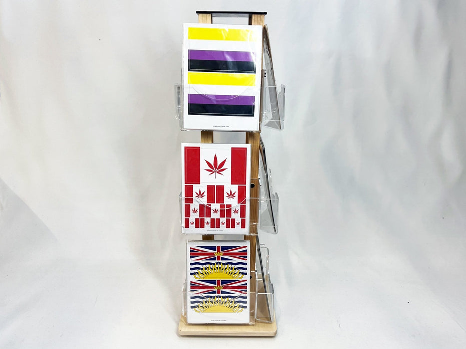 Birch plywood countertop card spinner display loaded with greeting cards and stickers by Clubcard Palm Springs