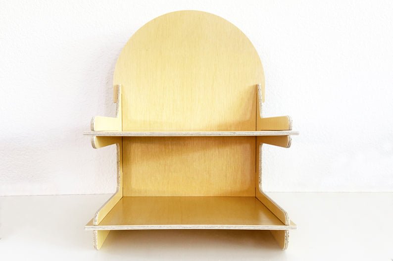 Minimalist 2 - Tier Wooden Display Rack – Perfect for Notebooks, Journals & Small Gifts - Clubcard Printing USA