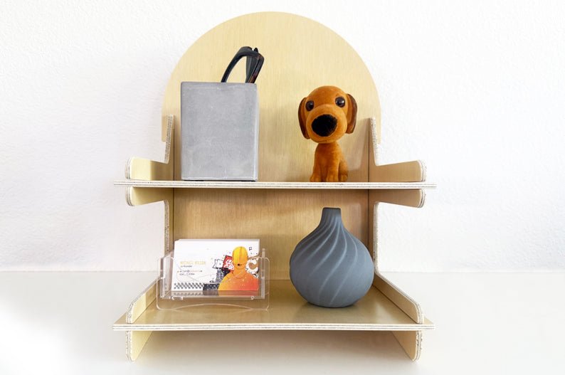 Minimalist 2 - Tier Wooden Display Rack – Perfect for Notebooks, Journals & Small Gifts - Clubcard Printing USA