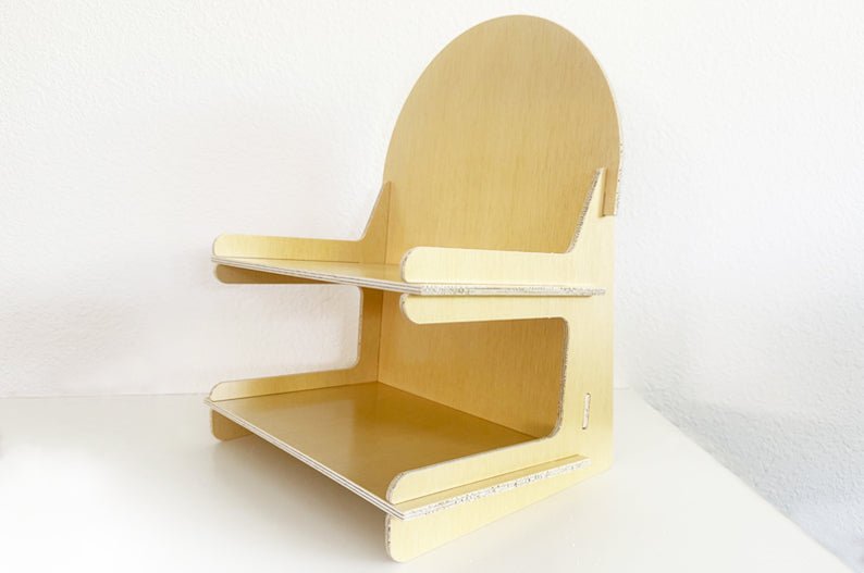 Minimalist 2 - Tier Wooden Display Rack – Perfect for Notebooks, Journals & Small Gifts - Clubcard Printing USA