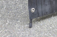 Close-up view of bottom corner grommet secured to the lower support leg of a 24x60 outdoor X banner stand. Clubcard Printing USA