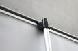 Close-up view of the top horizontal clamp and vertical support pole attachment mechanism on a retractable banner stand.  Clubcard Printing USA