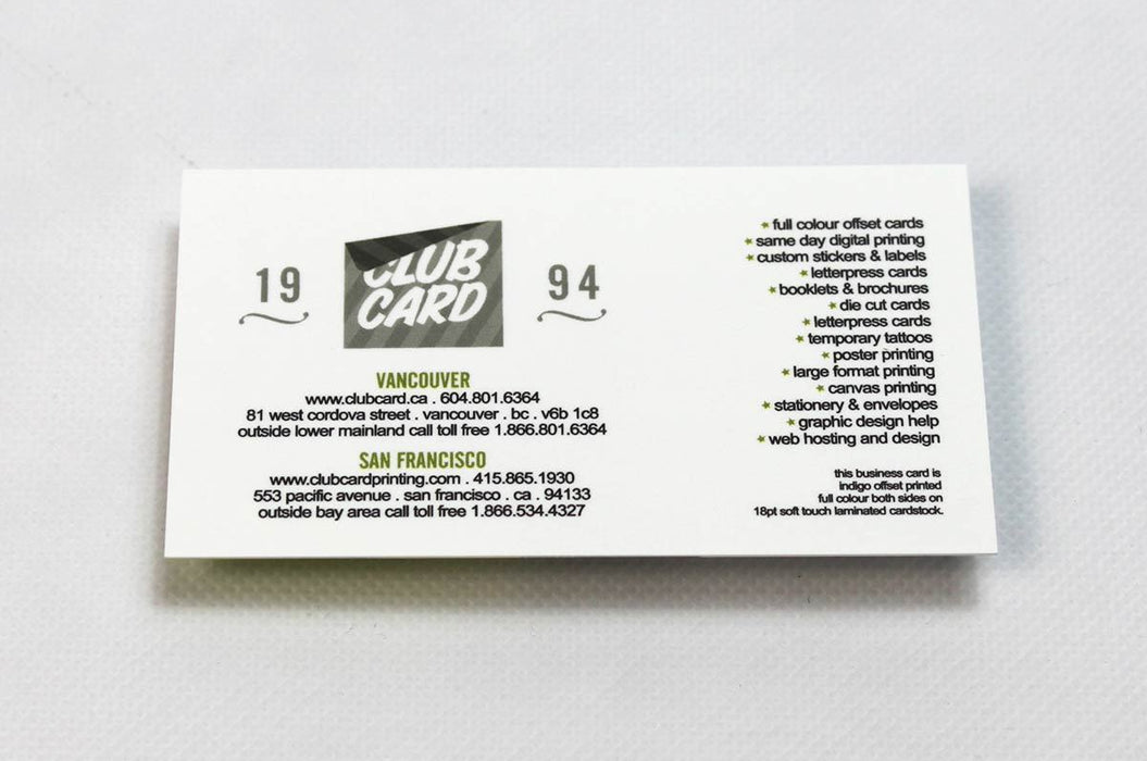 Soft Touch Laminated Business Cards 20pt - Clubcard Printing USA