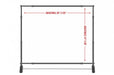 Diagram showing adjustable dimensions of telescopic backdrop banner stand frame from 60 to 120 inches wide and 42 to 96 inches high