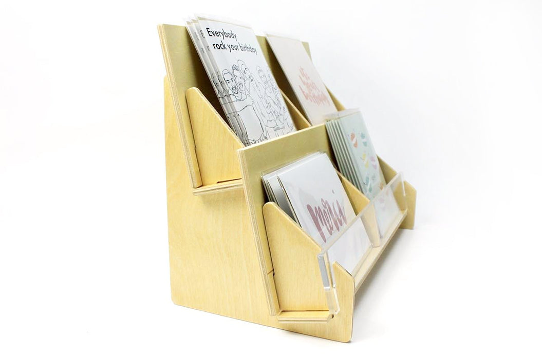 Two Level Greeting Card Display Rack With 4 Pockets - Clubcard Printing USA