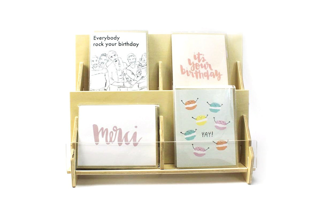 Two Level Greeting Card Display Rack With 4 Pockets - Clubcard Printing USA